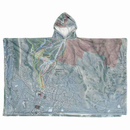 Steamboat, Colorado Ski Resort Map Flannel Blanket Poncho