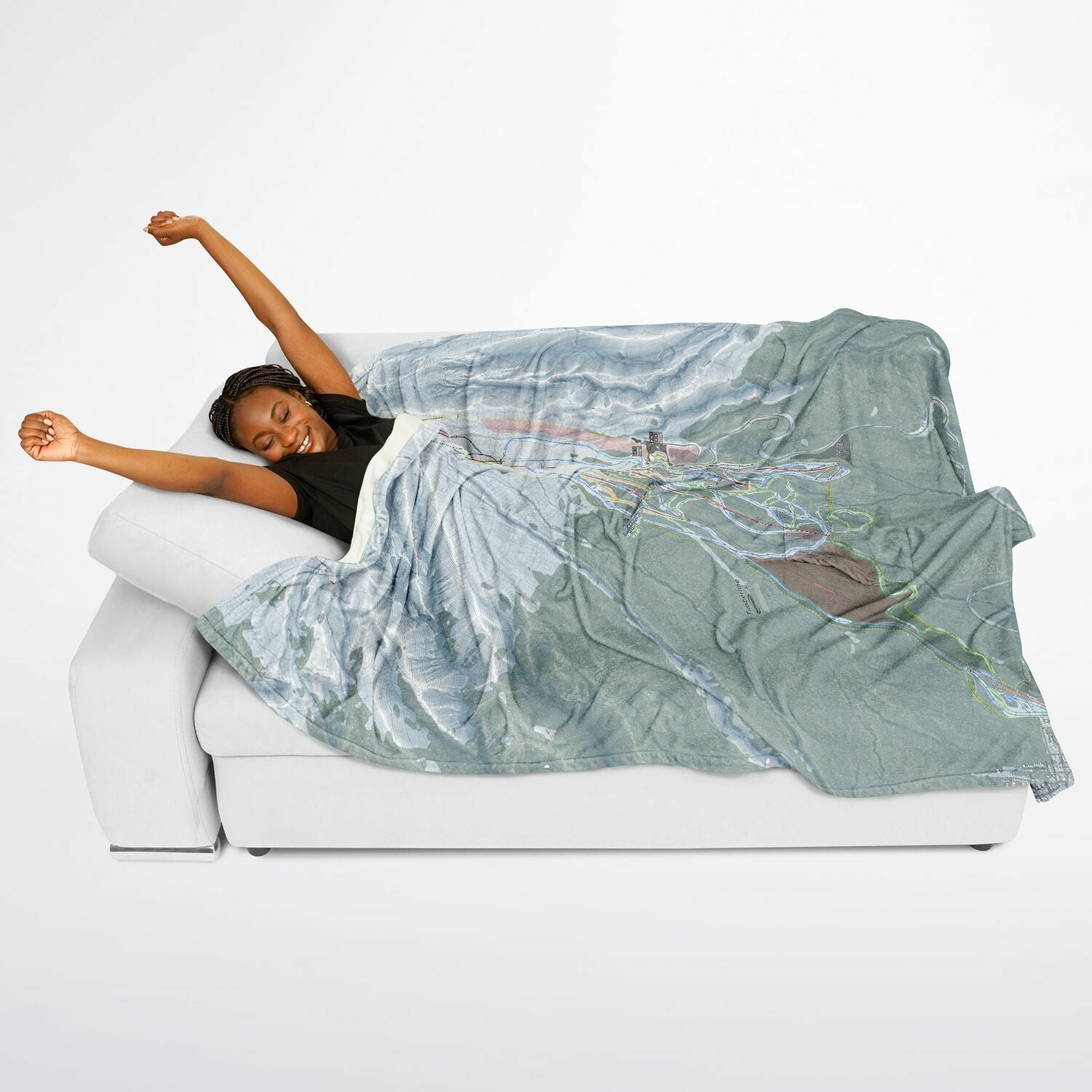 Timberline, Oregon Ski Resort Map Flannel Blanket Poncho