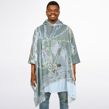 Homewood, California Ski Resort Map Flannel Blanket Poncho
