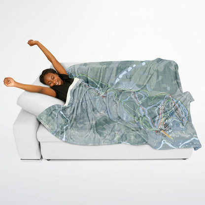 Titus Mountain, New York Ski Resort Map Flannel Blanket Poncho