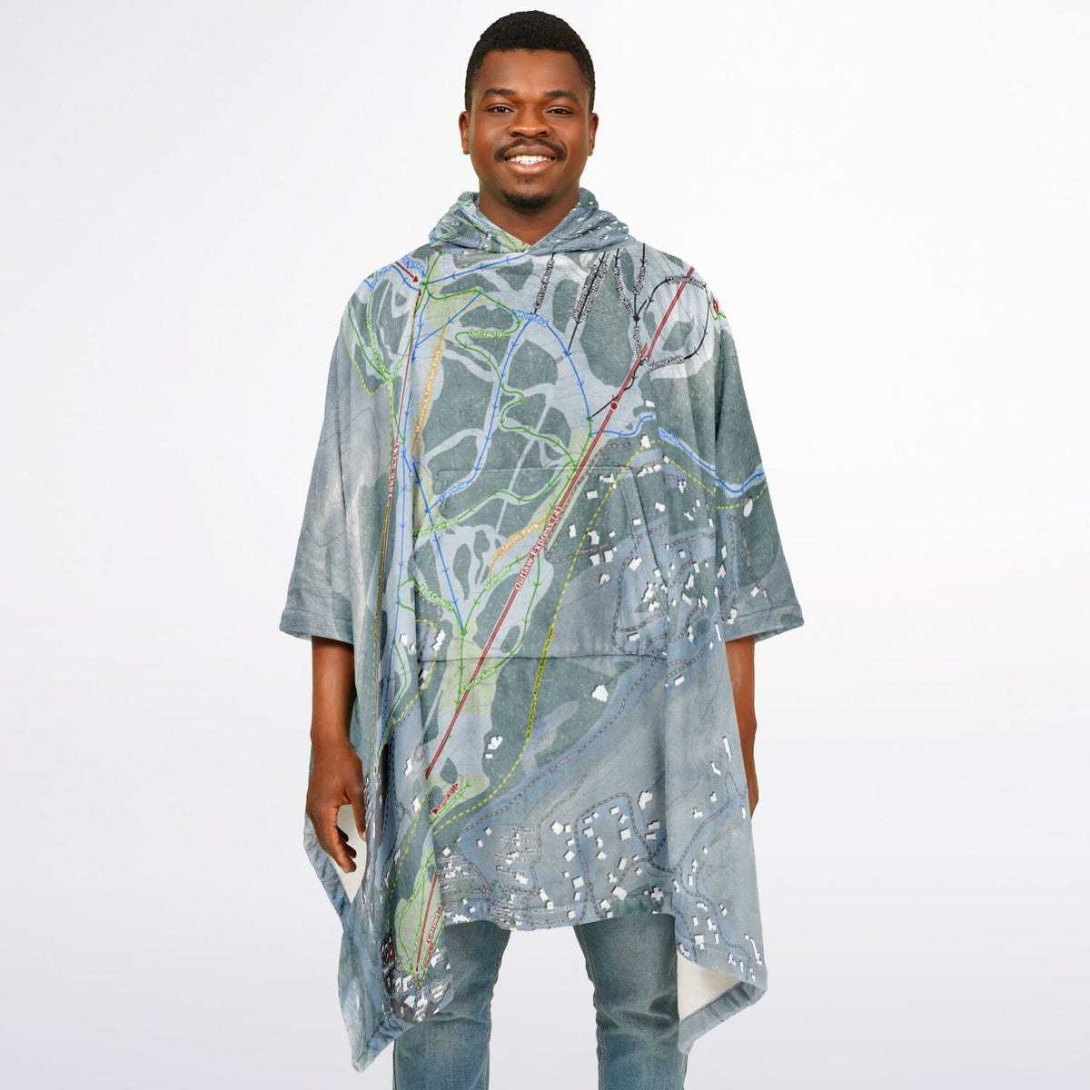 Sundance, Utah Ski Resort Map Flannel Blanket Poncho