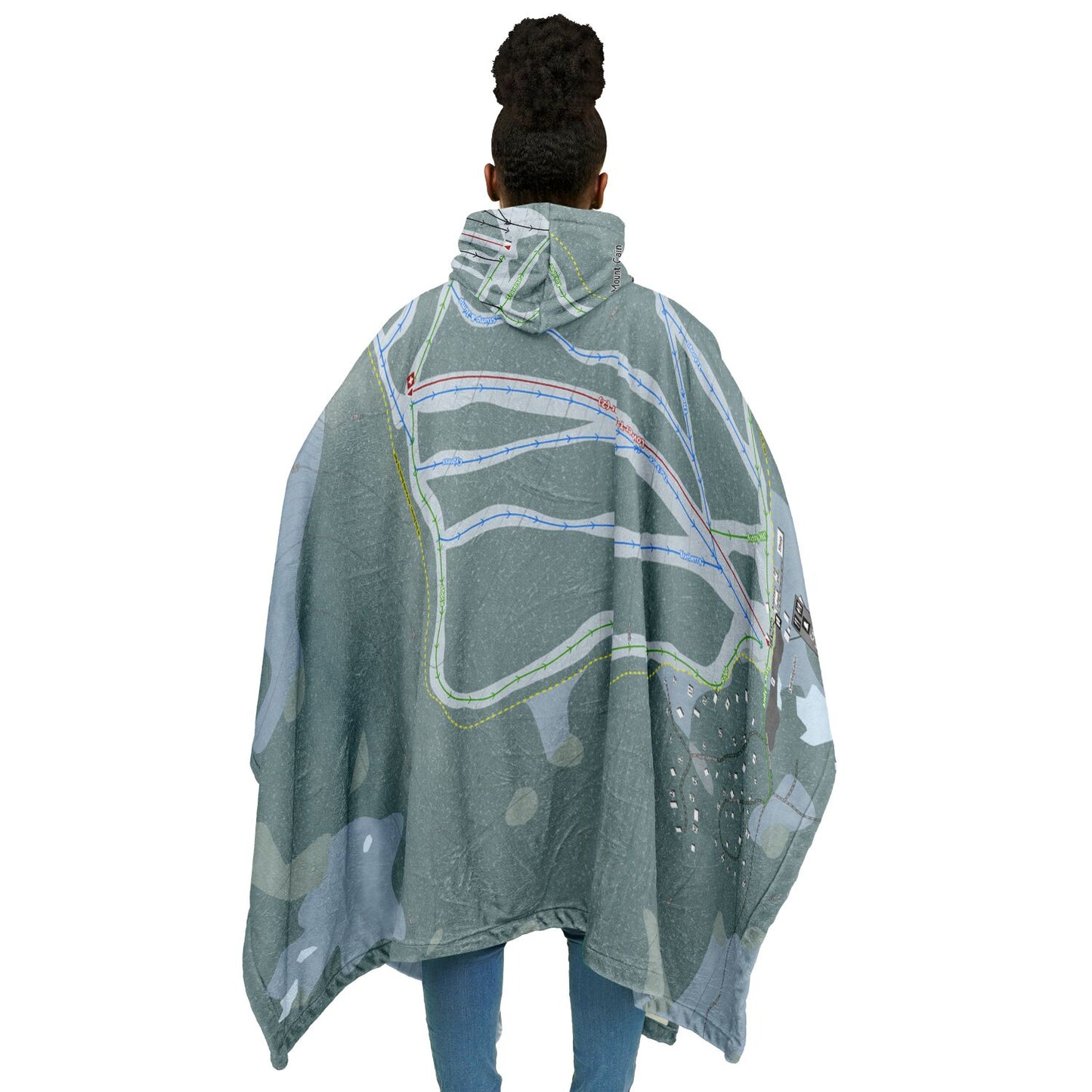 Mount Cain, British Columbia Ski Resort Map Flannel Blanket Poncho