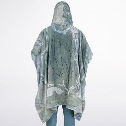 Black Mountain of Maine, Maine Ski Resort Map Flannel Blanket Poncho