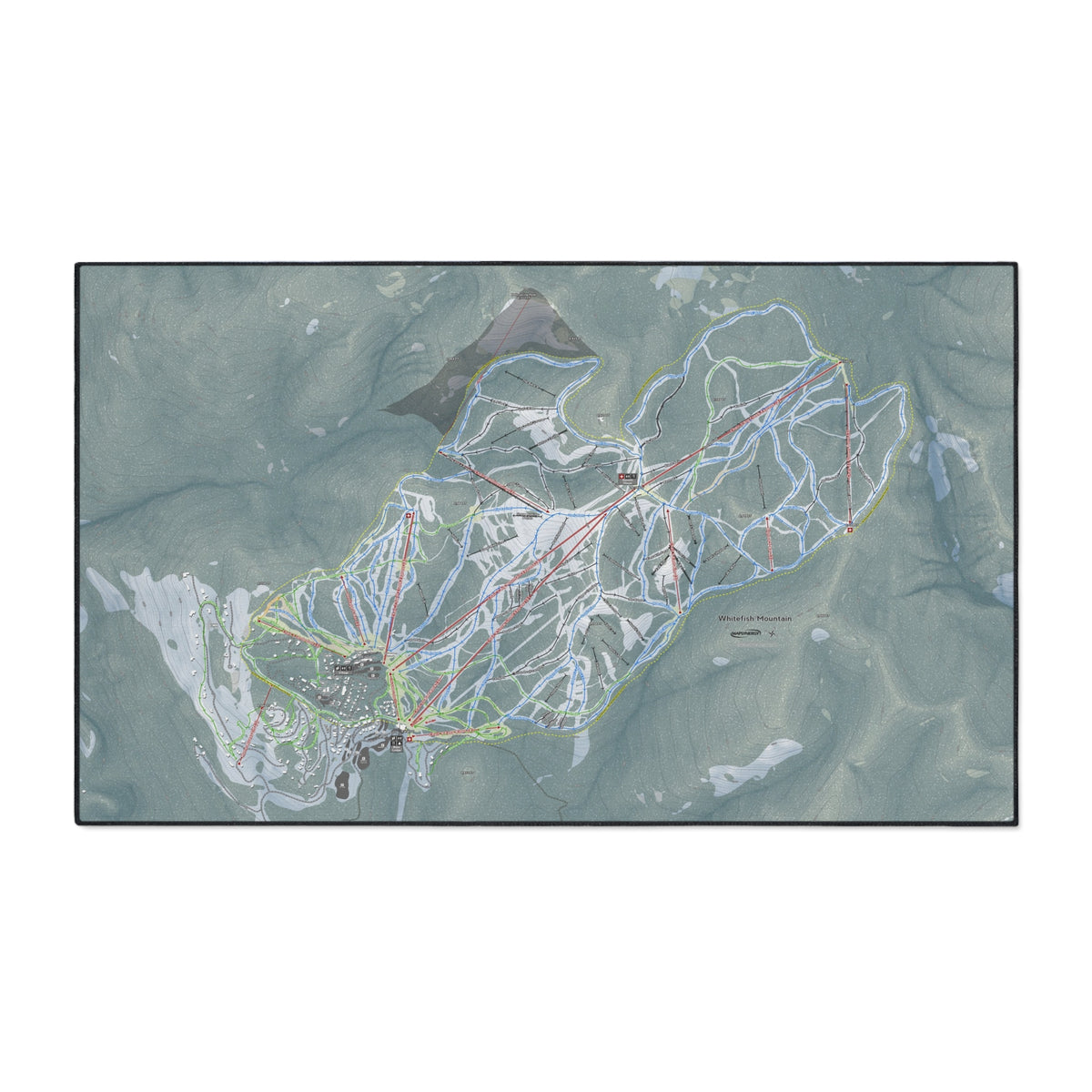 Whitefish Mountain, Montana Ski Resort Map Heavy Duty Floor Mat