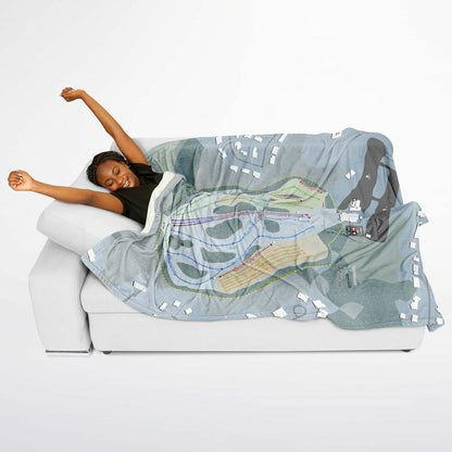 McIntyre, New Hampshire Ski Resort Map Flannel Blanket Poncho