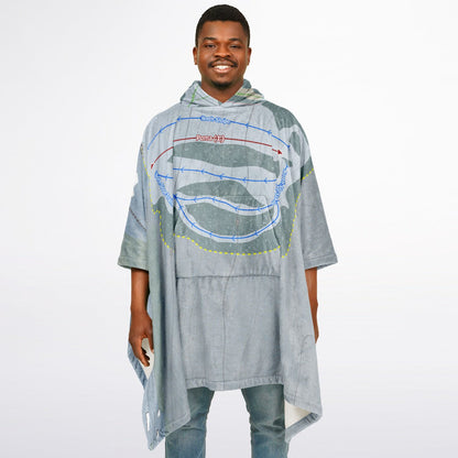 Beartown, New York Ski Resort Map Flannel Blanket Poncho
