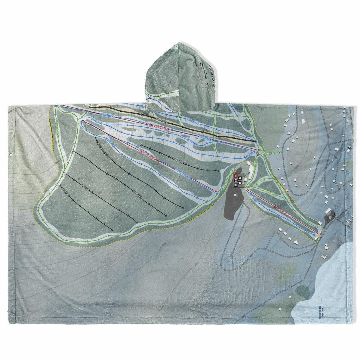 Parc Du Mont-Comi, Quebec Ski Resort Map Flannel Blanket Poncho