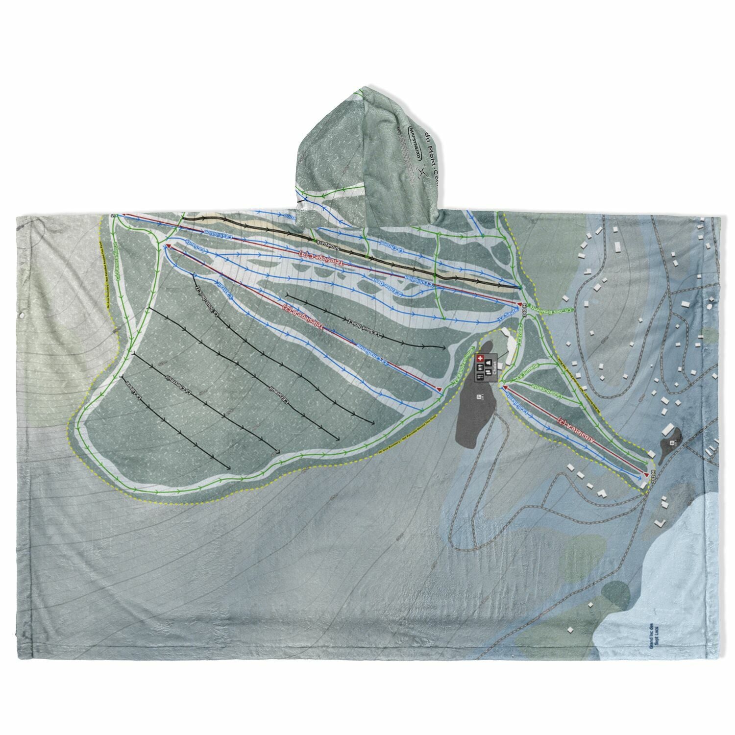 Parc Du Mont-Comi, Quebec Ski Resort Map Flannel Blanket Poncho