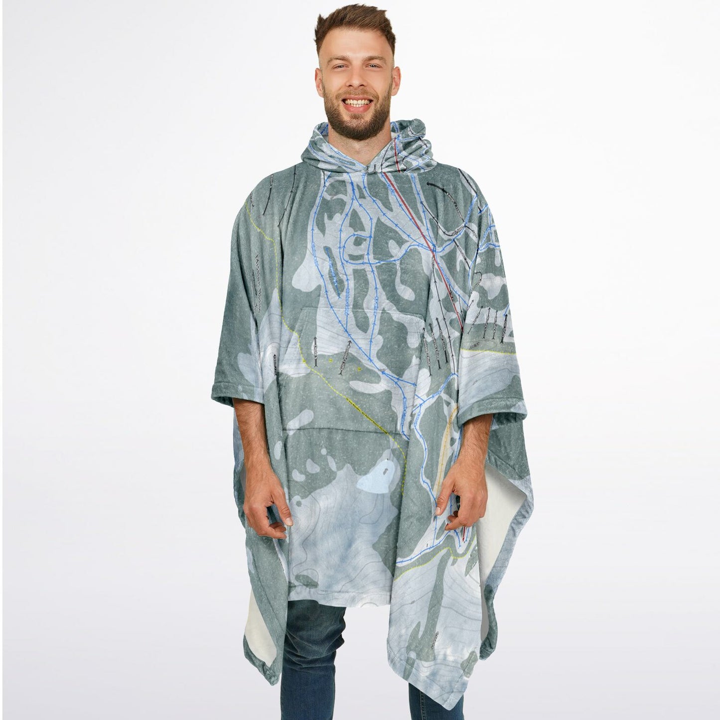 Mission Ridge, Washington Ski Resort Map Flannel Blanket Poncho