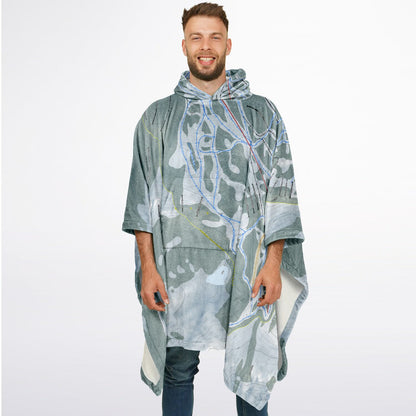 Mission Ridge, Washington Ski Resort Map Flannel Blanket Poncho