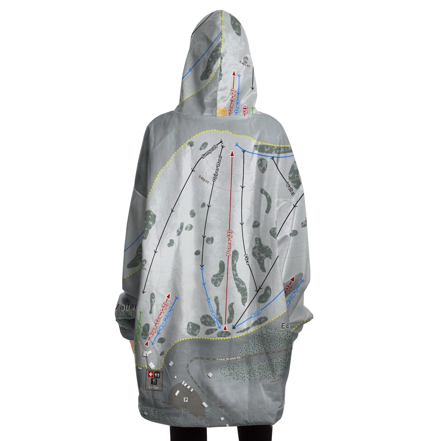 Echo Valley, Washington Ski Trail Map Snug Hoodie - Powderaddicts