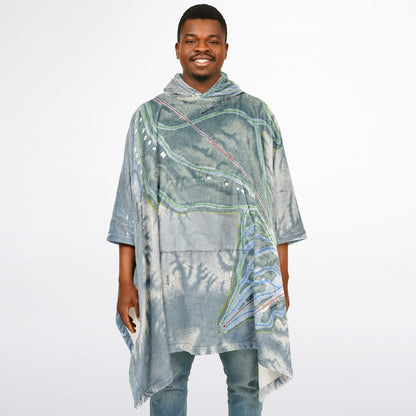The Highlands, Michigan Ski Resort Map Flannel Blanket Poncho