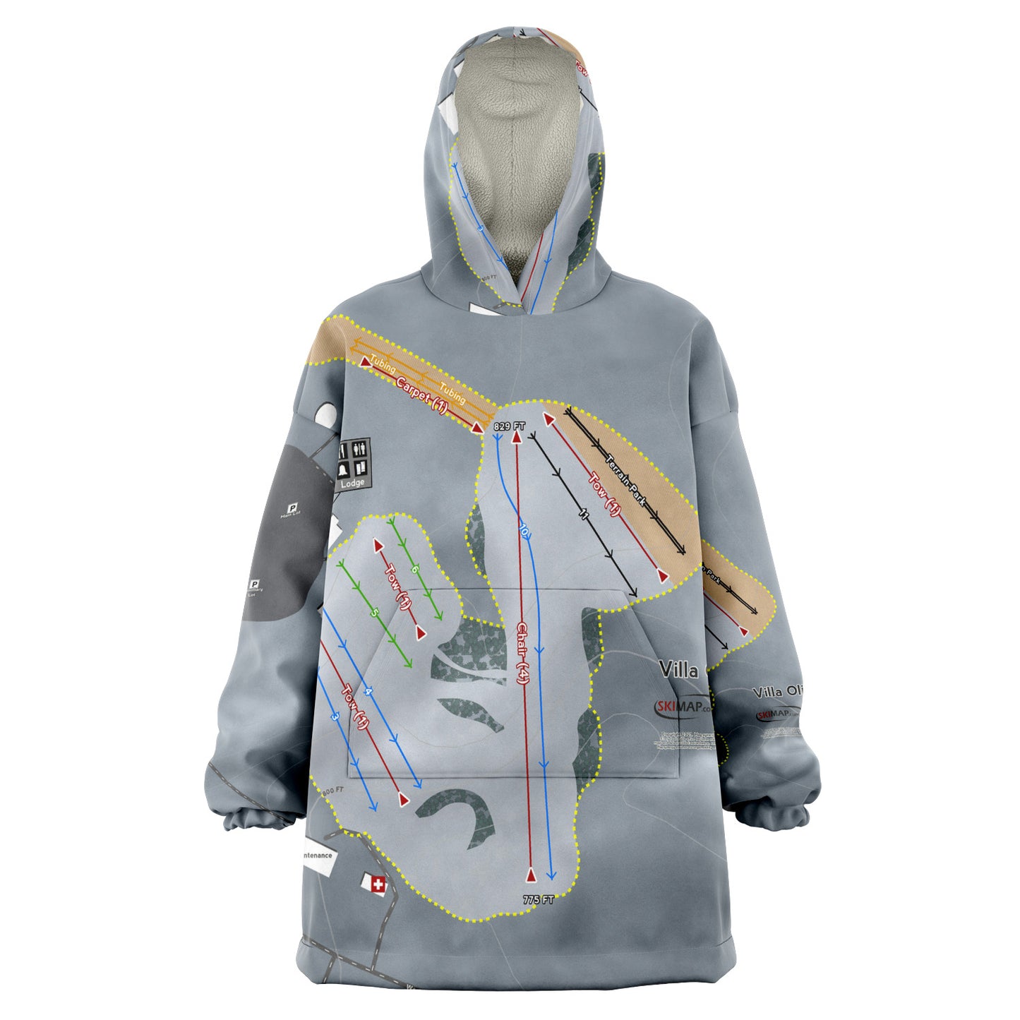 Villa Olivia, Illinois Ski Trail Map - Snug Hoodie - Powderaddicts