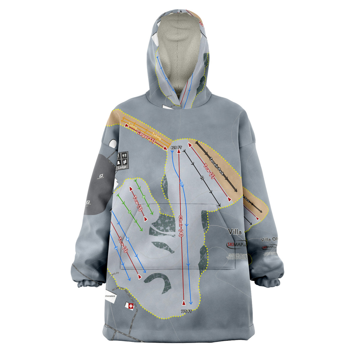 Villa Olivia, Illinois Ski Trail Map - Snug Hoodie