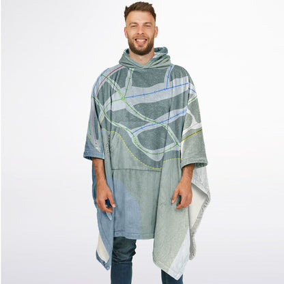 Bear Mountain Ski Hill, British Columbia Ski Resort Map Flannel Blanket Poncho