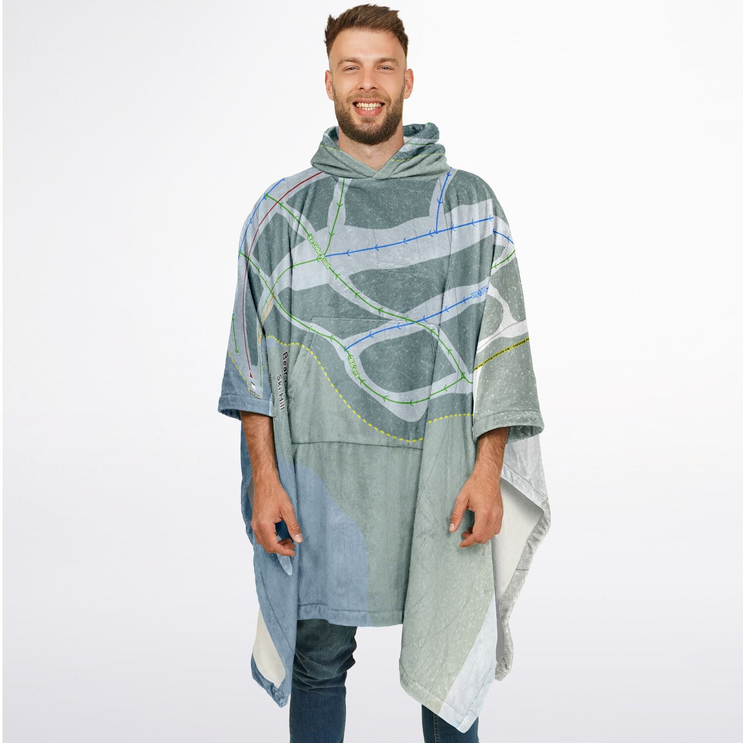 Bear Mountain Ski Hill, British Columbia Ski Resort Map Flannel Blanket Poncho