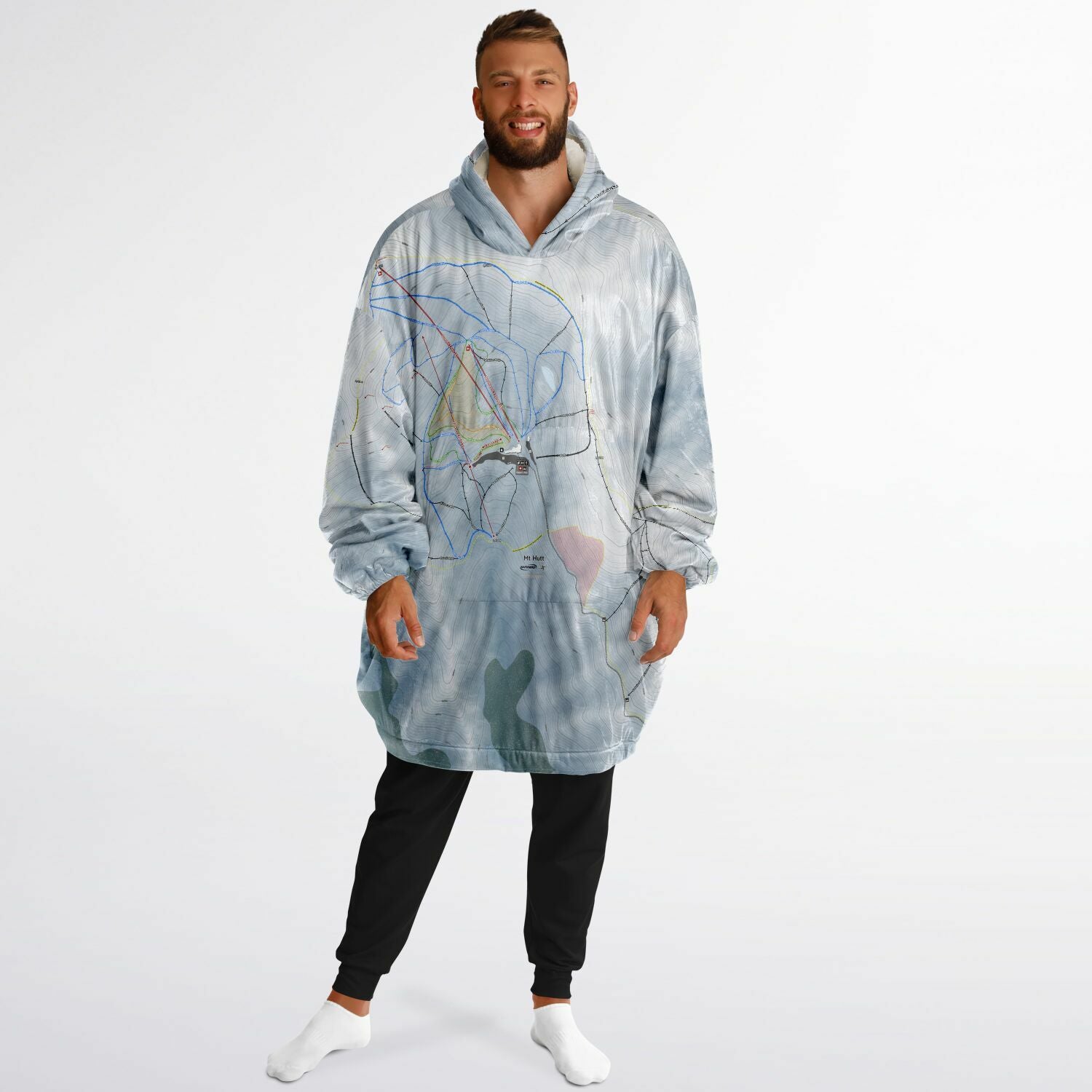 Mt Hutt, New Zealand Ski Trail Map - Snug Hoodie - Powderaddicts