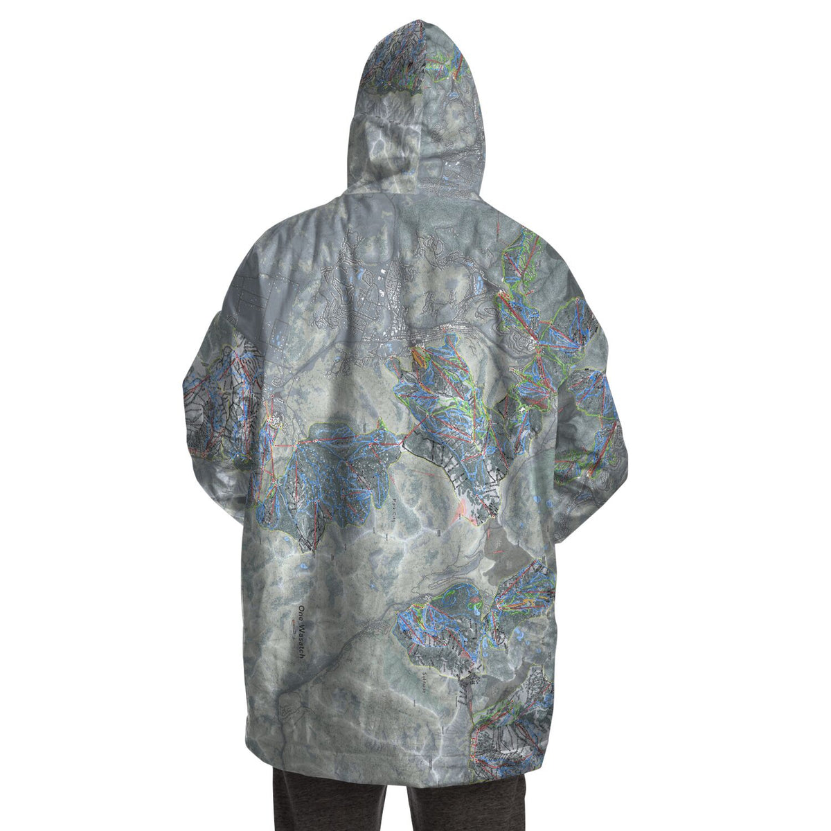 One Wasatch, Utah Ski Trail Map - Snug Hoodie