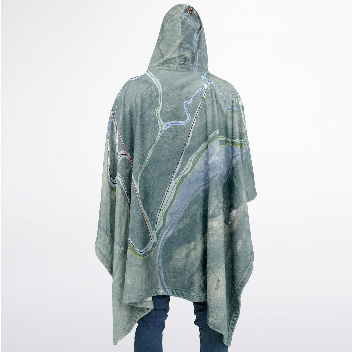 Middlebury Snow Bowl, Vermont Ski Resort Map Flannel Blanket Poncho