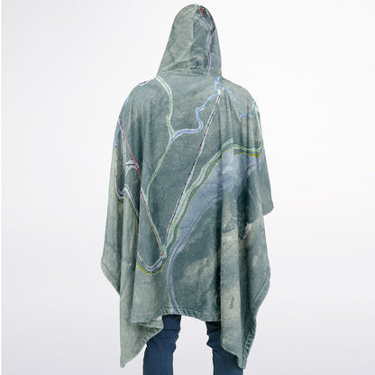 Middlebury Snow Bowl, Vermont Ski Resort Map Flannel Blanket Poncho