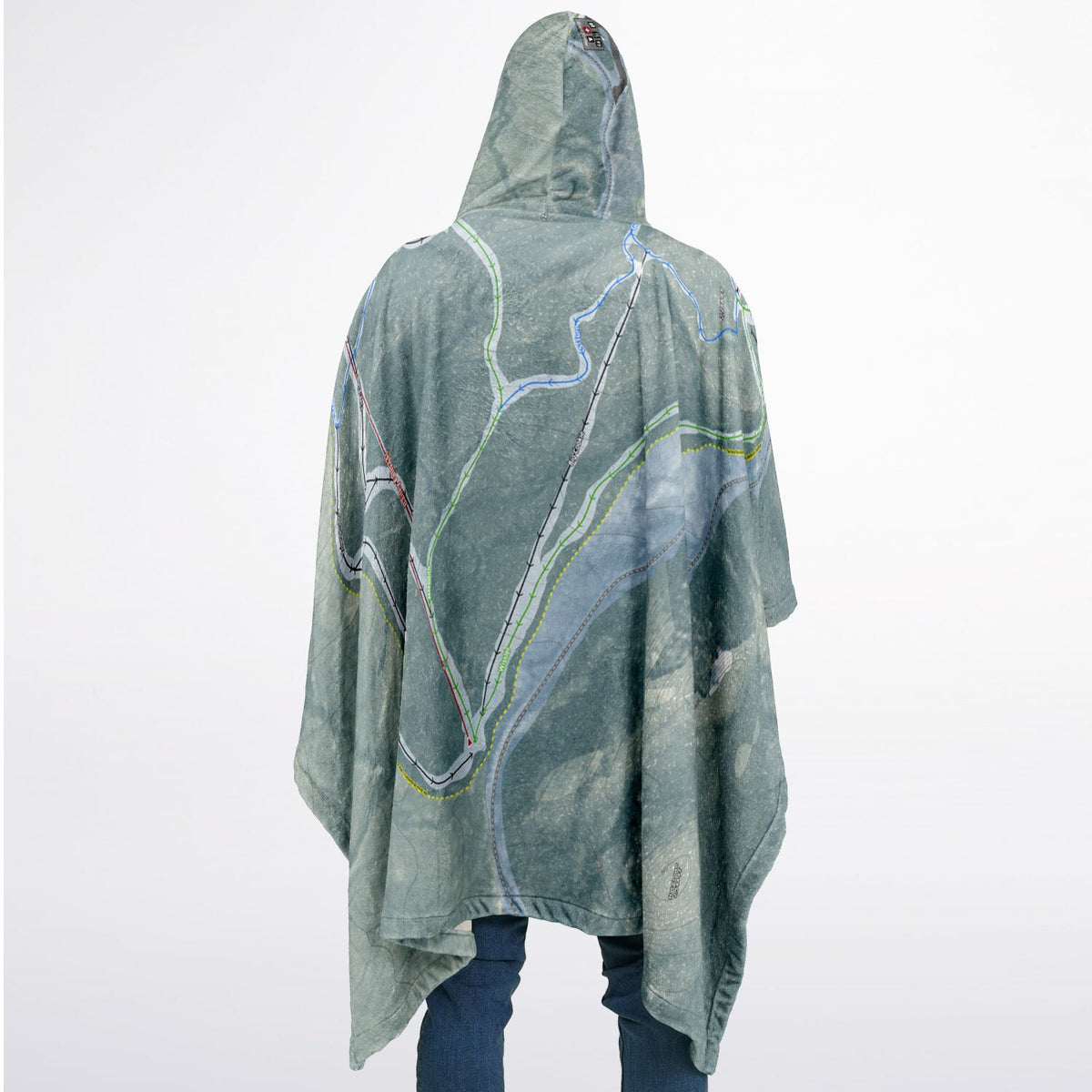 Middlebury Snow Bowl, Vermont Ski Resort Map Flannel Blanket Poncho