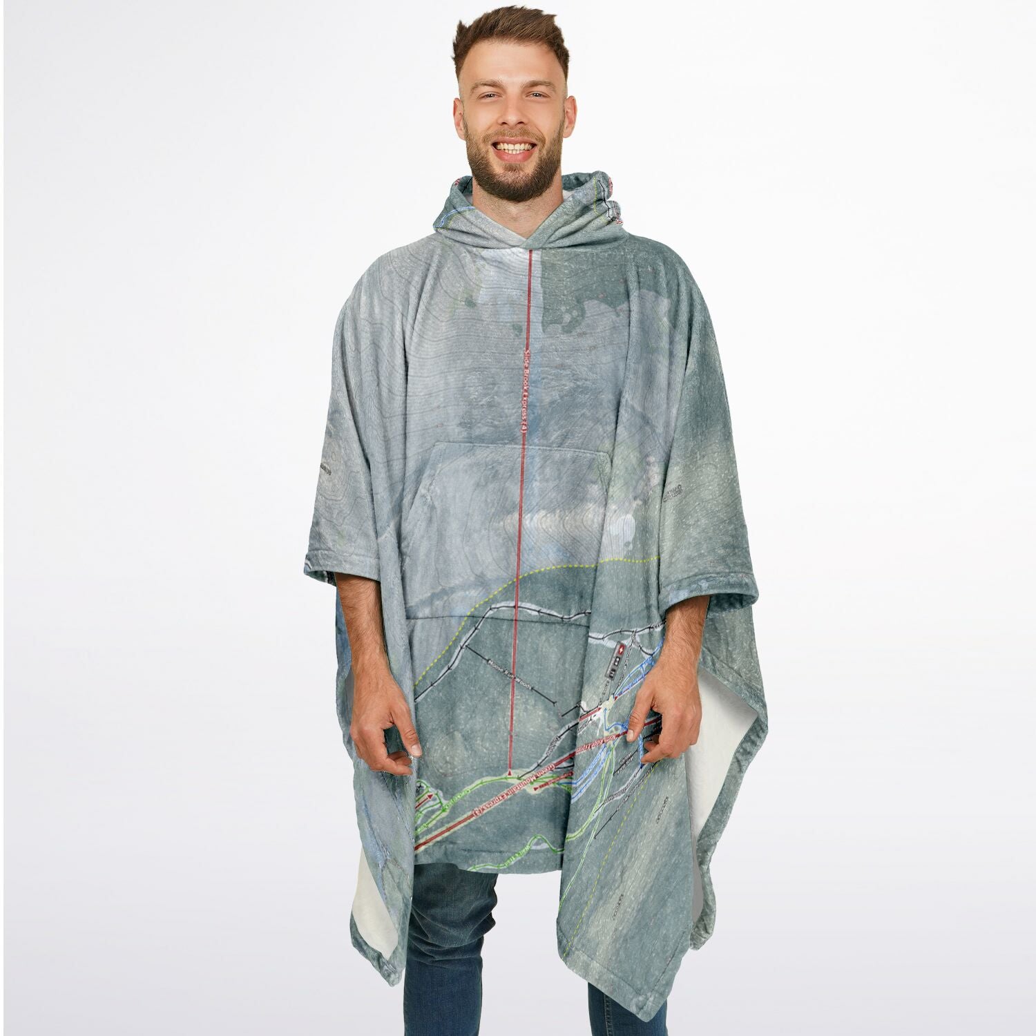 Sugarbush, Vermont Ski Resort Map Flannel Blanket Poncho