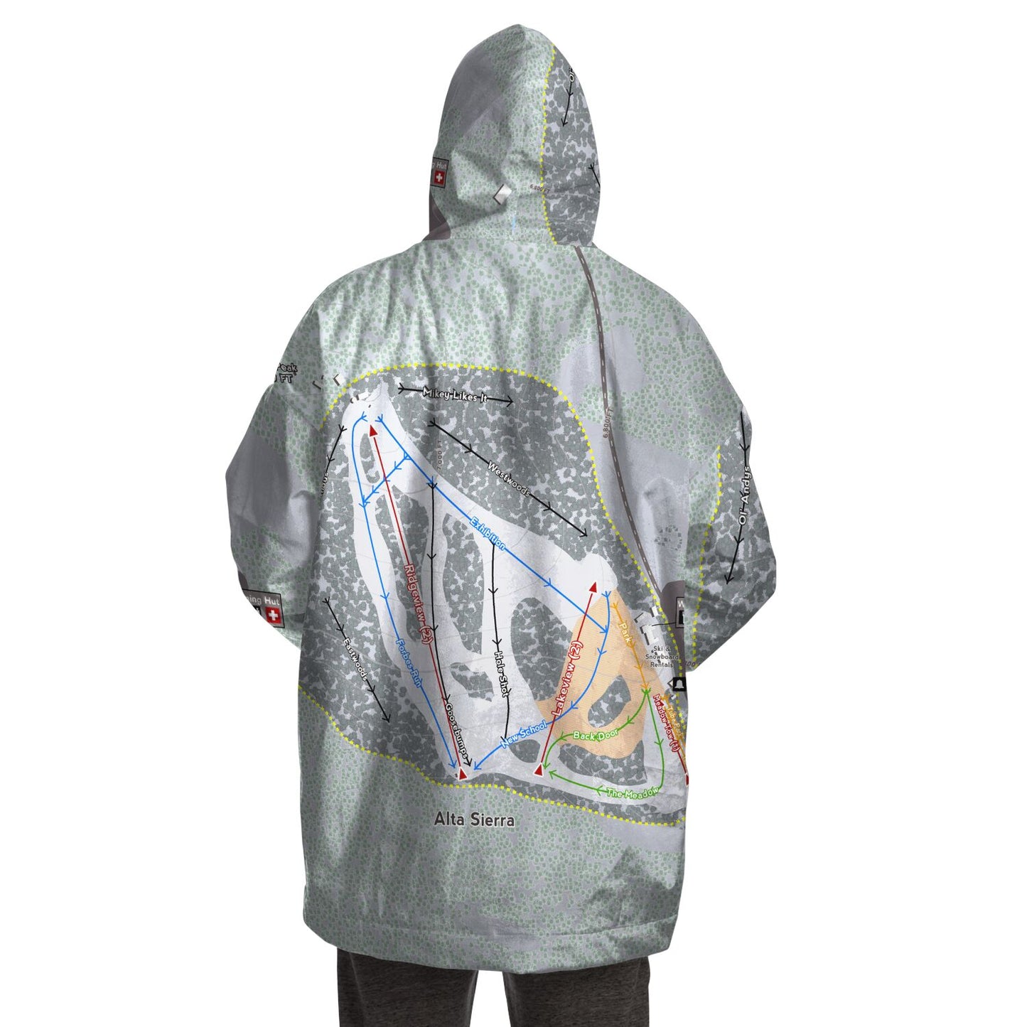 Alta Sierra, California Ski Trail Map - Snug Hoodie - Powderaddicts
