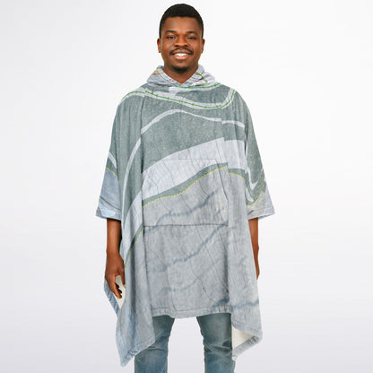 Cockaigne, New York Ski Resort Map Flannel Blanket Poncho