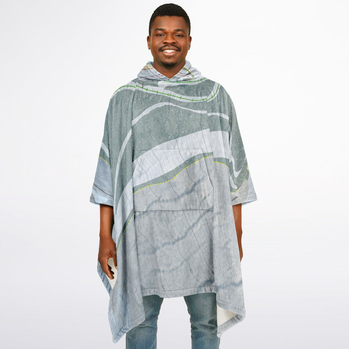 Cockaigne, New York Ski Resort Map Flannel Blanket Poncho