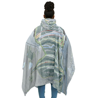 Kissing Bridge, New York Ski Resort Map Flannel Blanket Poncho