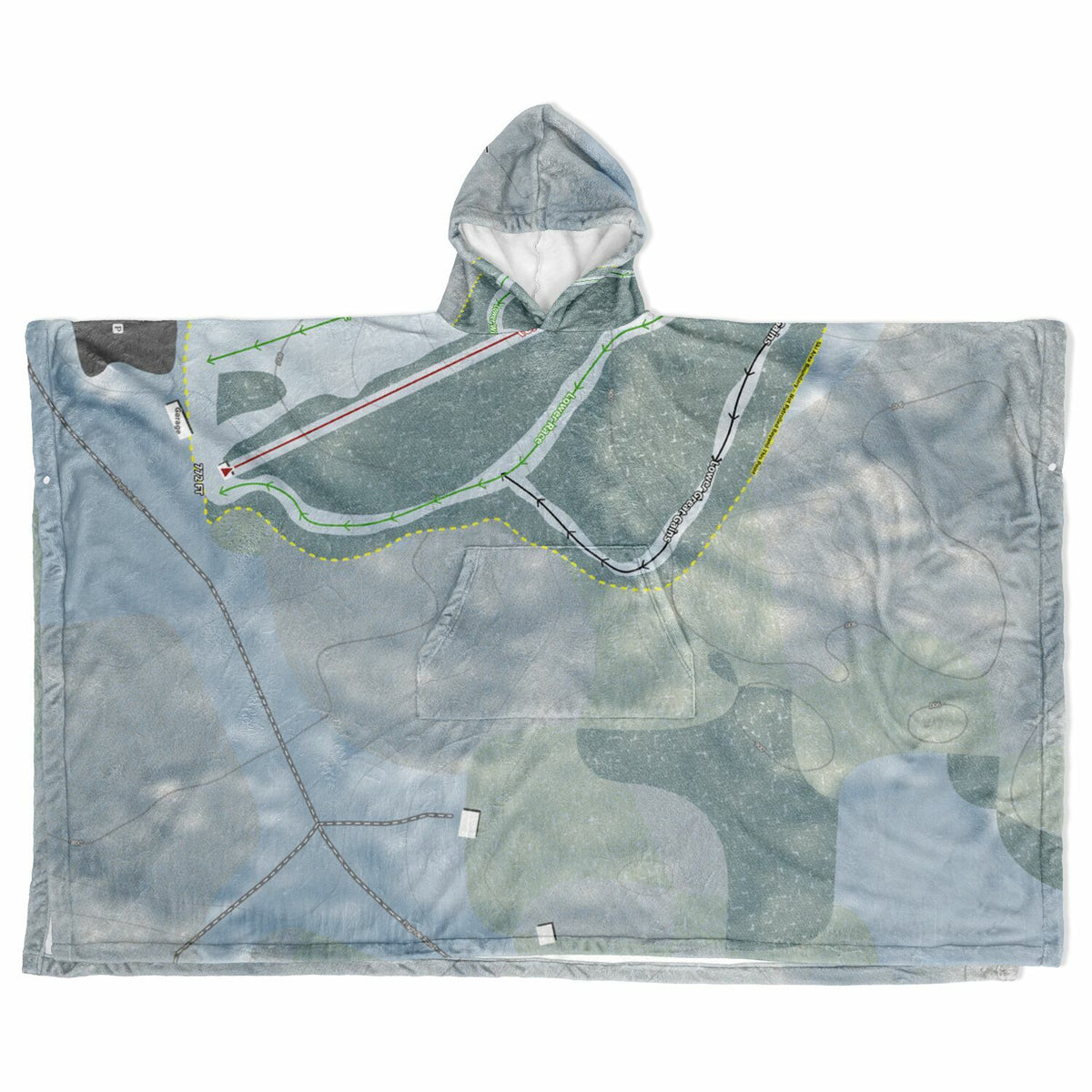 Veterans Memorial, New Hampshire Ski Resort Map Flannel Blanket Poncho
