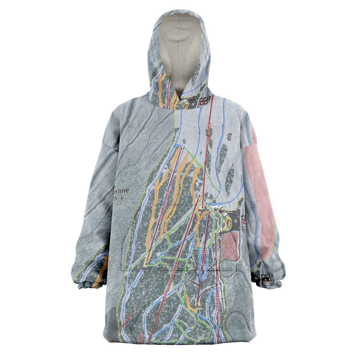 Timberline Mountain, West Virginia Ski Trail Map Snug Hoodie