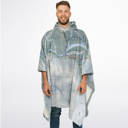 Red Lodge, Montana Ski Resort Map Flannel Blanket Poncho