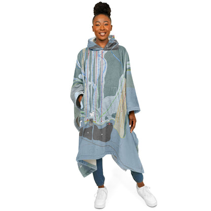 Mont Gleason, Quebec Ski Resort Map Flannel Blanket Poncho