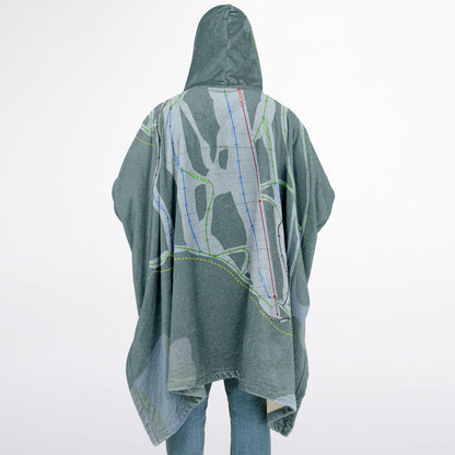 Wapiti Ski Club, British Columbia Ski Resort Map Flannel Blanket Poncho