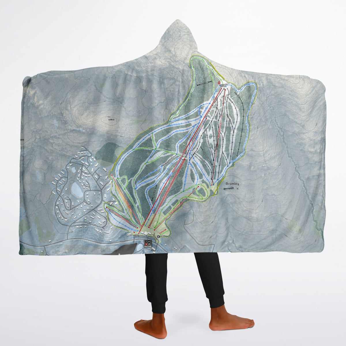 Bromley, Vermont Ski Trail Map - Youth Hooded Blanket
