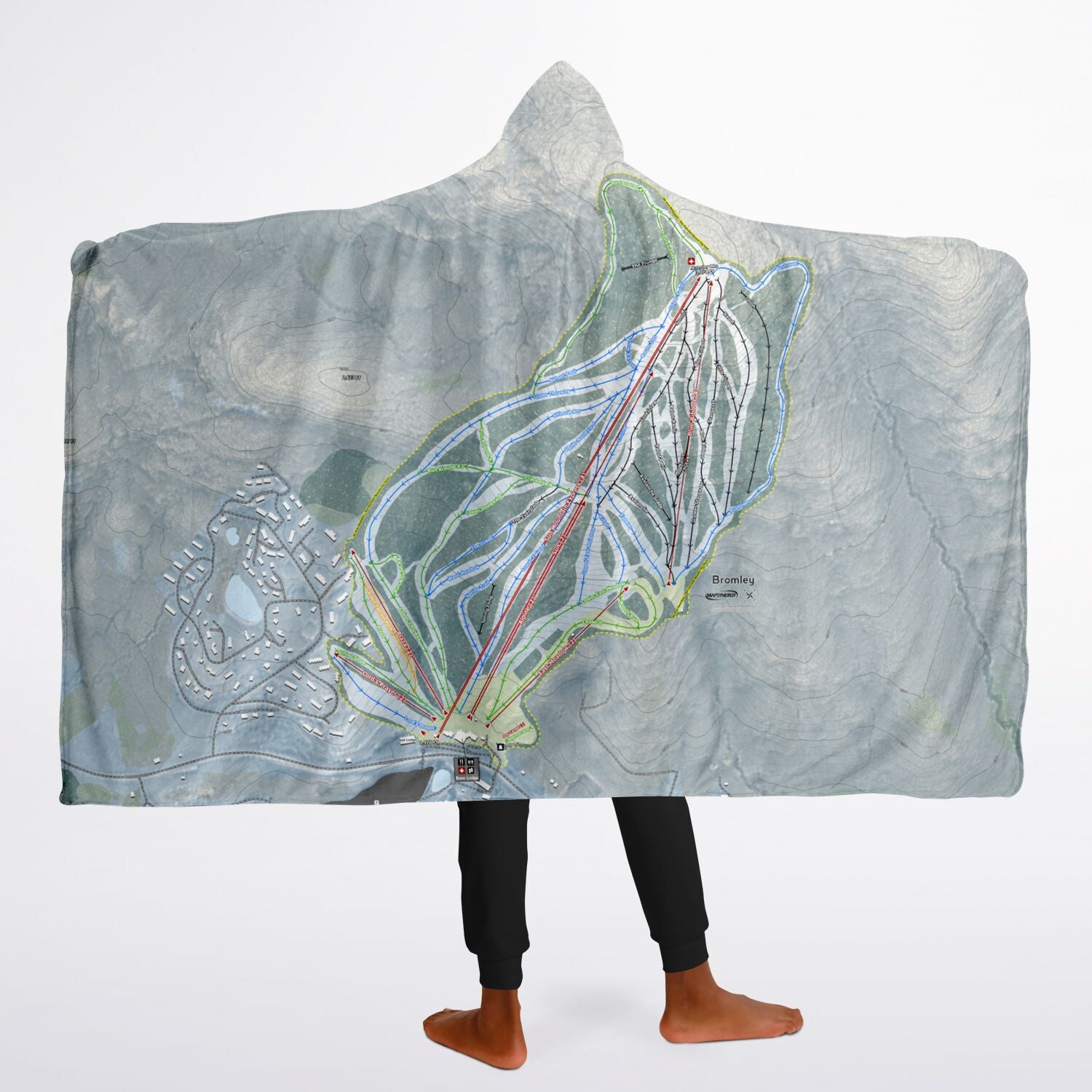 Bromley, Vermont Ski Trail Map - Youth Hooded Blanket