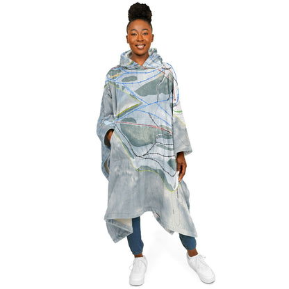 Caberfae Peaks, Michigan Ski Resort Map Flannel Blanket Poncho