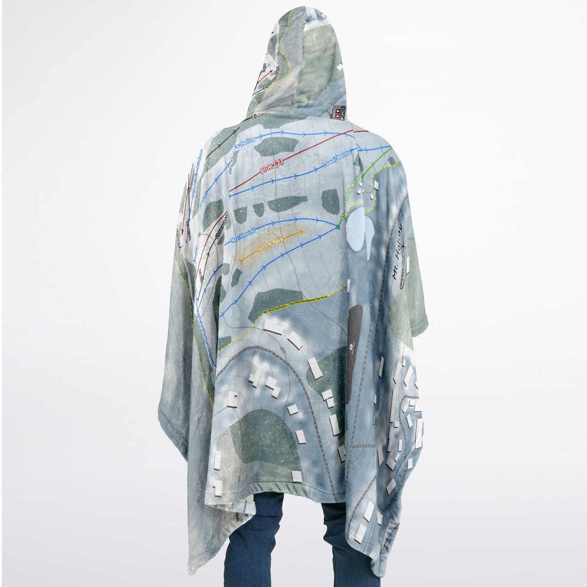 Mt Holiday, Michigan Ski Resort Map Flannel Blanket Poncho