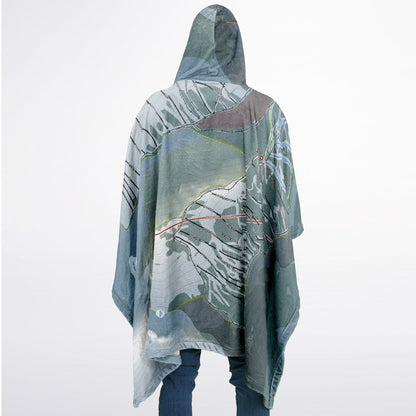 Castle Mountain, Alberta Ski Resort Map Flannel Blanket Poncho