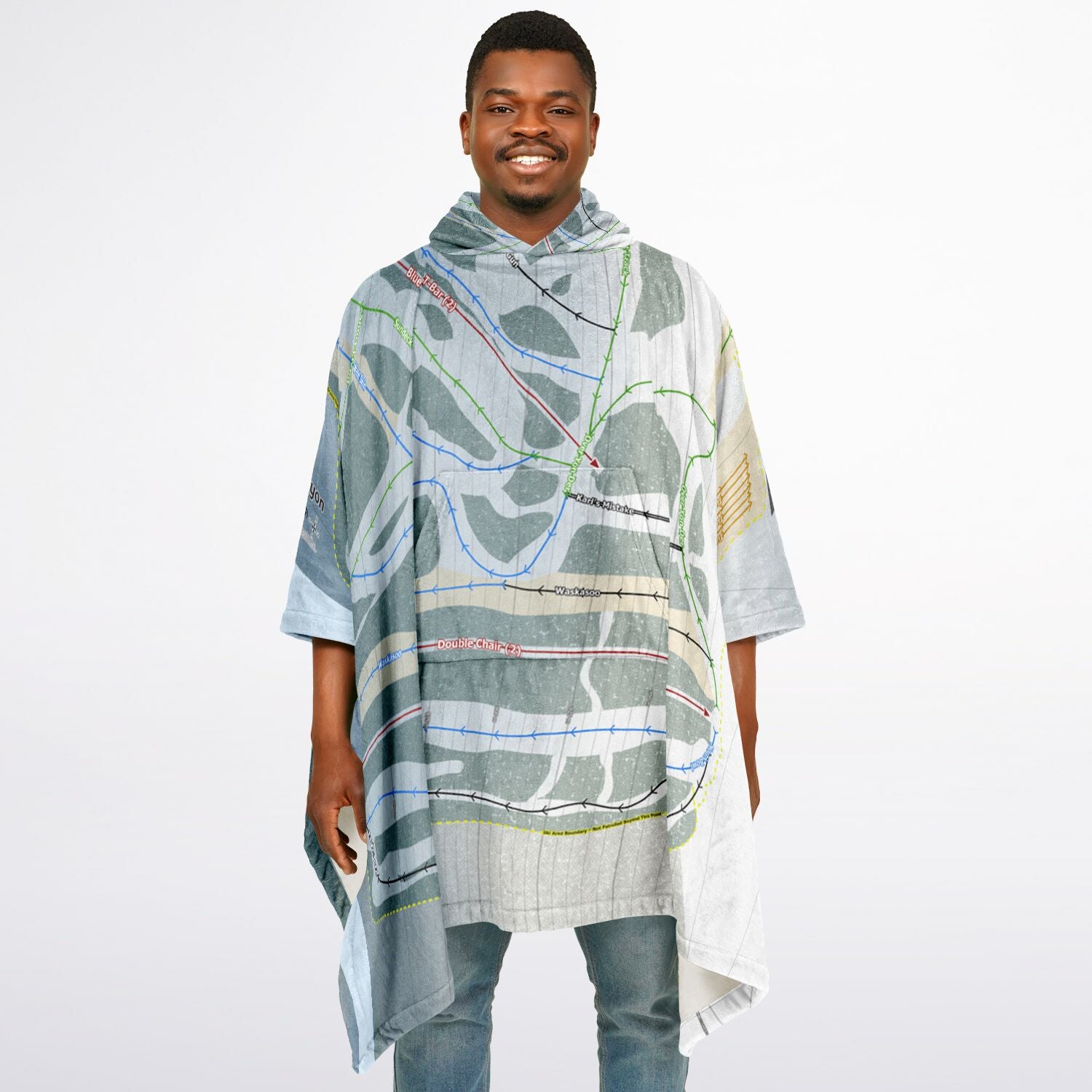 Canyon, Alberta Ski Resort Map Flannel Blanket Poncho