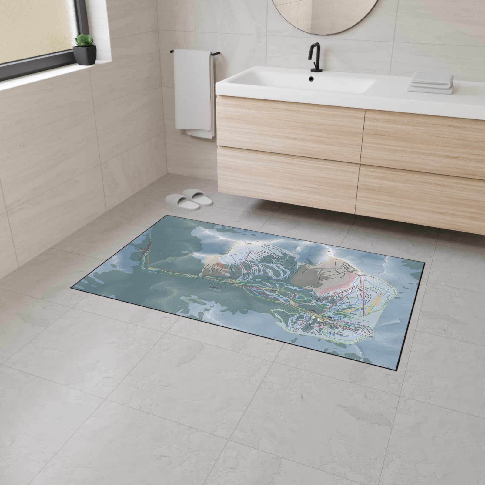 Banff Sunshine, Alberta Ski Resort Map Heavy Duty Floor Mat