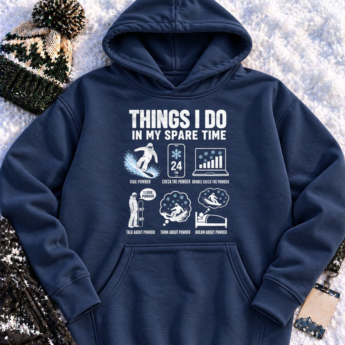 Spare Time Snowboard Powder - Hoodie (Navy Blazer)