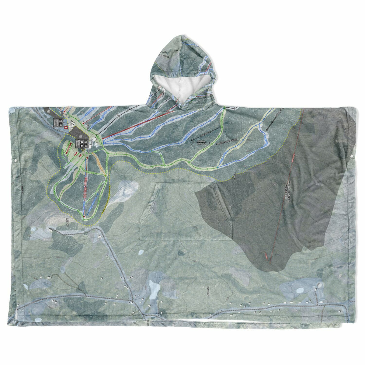 Mount Sunapee, New Hampshire Ski Resort Map Flannel Blanket Poncho
