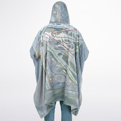 Big Powderhorn, Michigan Ski Resort Map Flannel Blanket Poncho