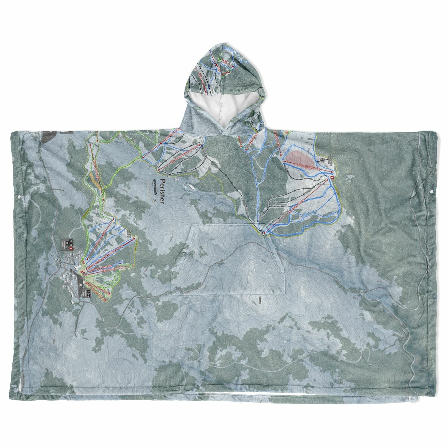 Perisher, Australia Ski Resort Map Flannel Blanket Poncho