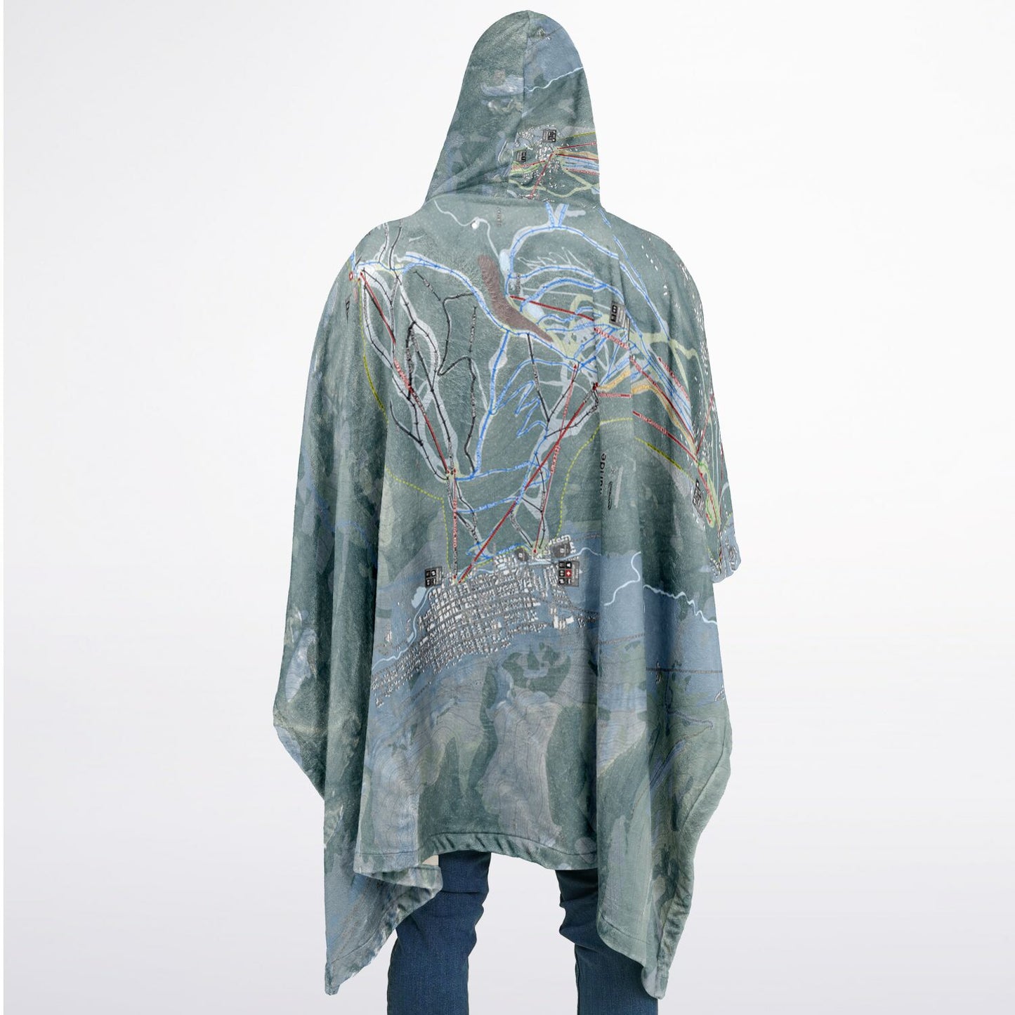 Telluride, Colorado Ski Resort Map Flannel Blanket Poncho