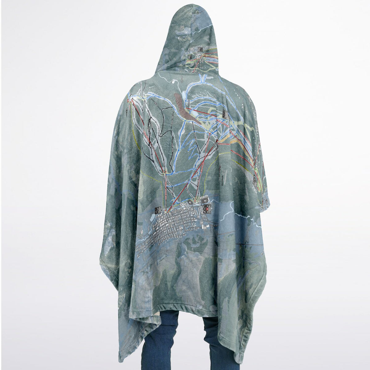 Telluride, Colorado Ski Resort Map Flannel Blanket Poncho