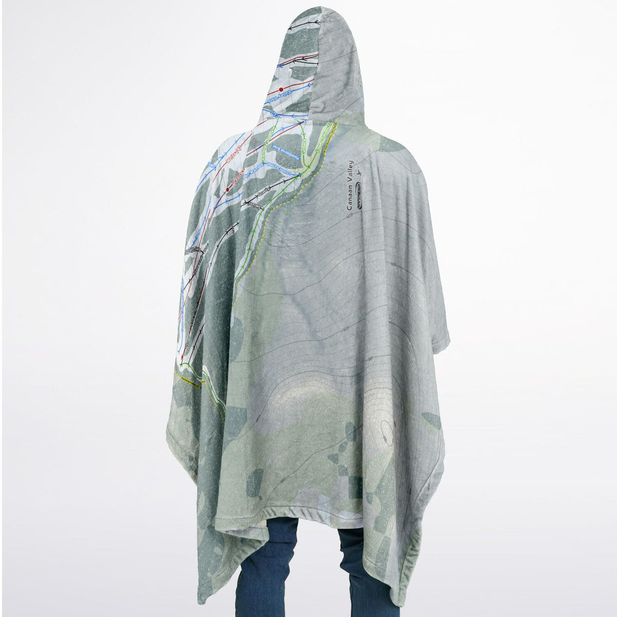 Canaan Valley, West Virginia Ski Resort Map Flannel Blanket Poncho