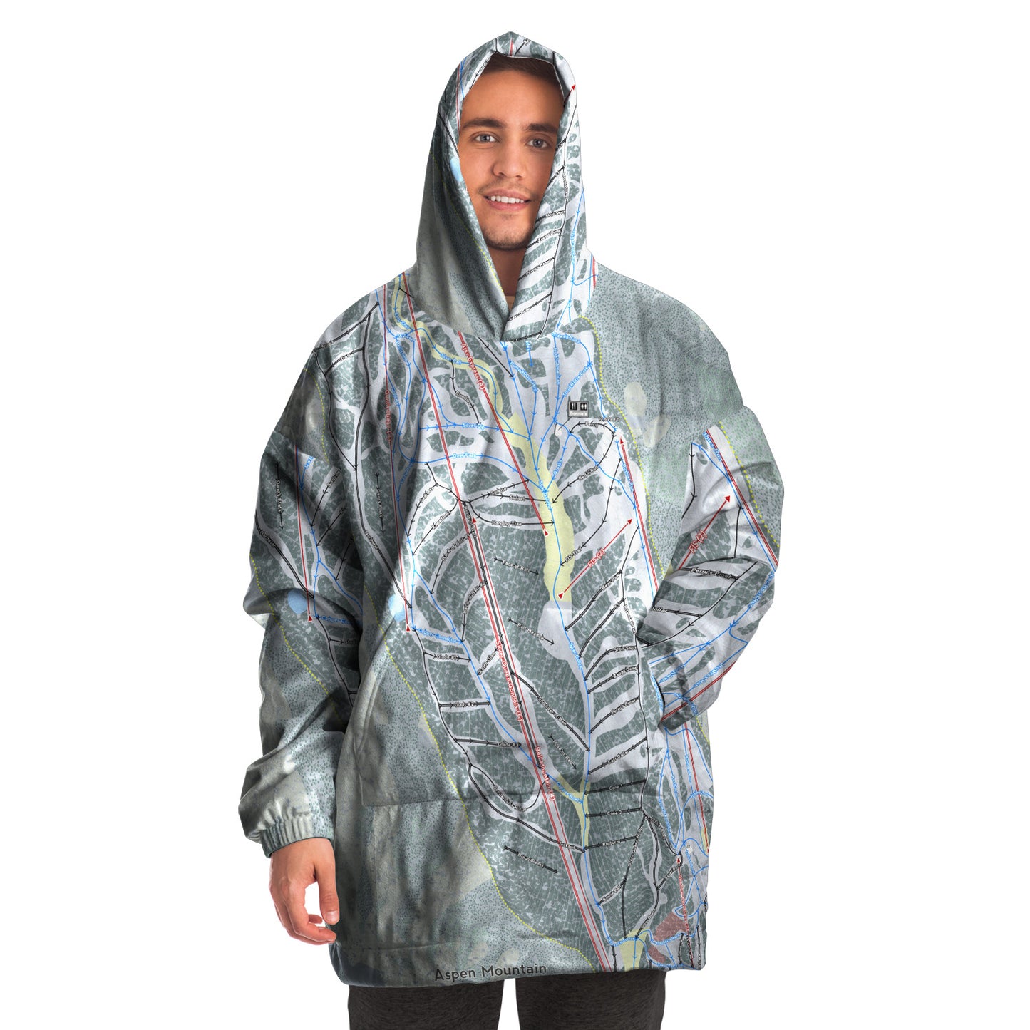 Aspen Mountain, Colorado Ski Trail Map Snug Hoodie - Powderaddicts